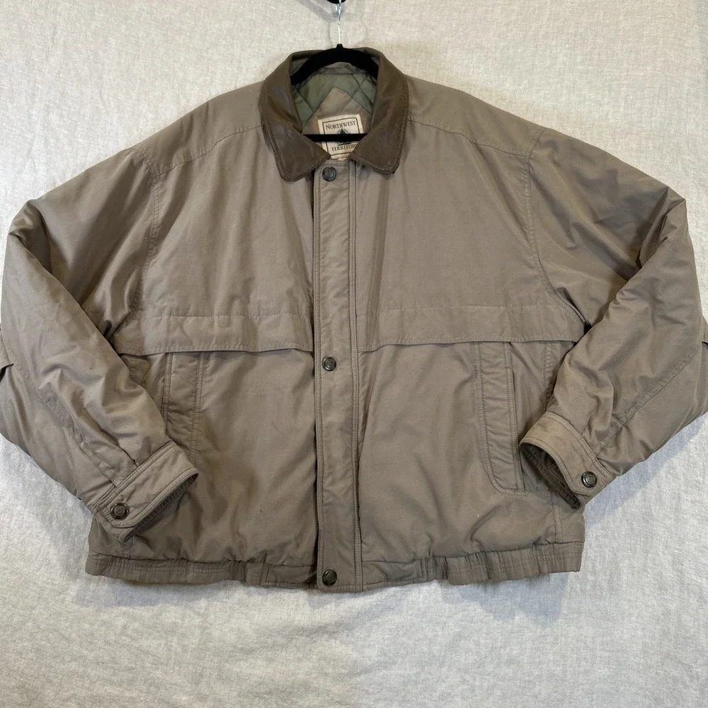 Vintage Northwest Territory Men's Field Jacket Khaki Zip and Snap Down Size XL